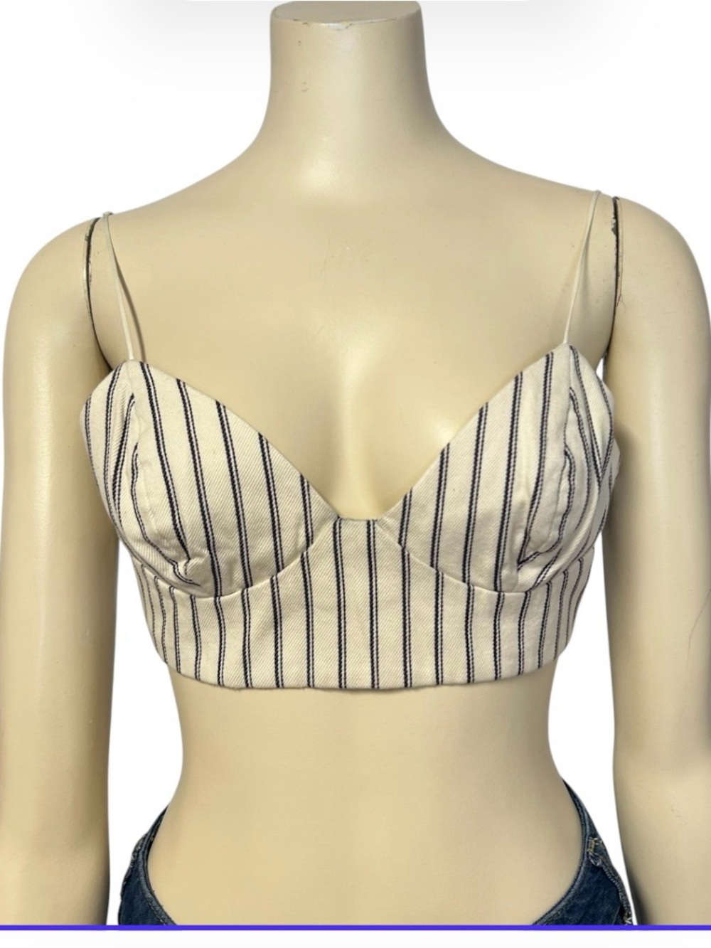 Adam Lippes Striped Bralette Crop Top Womens Size 6